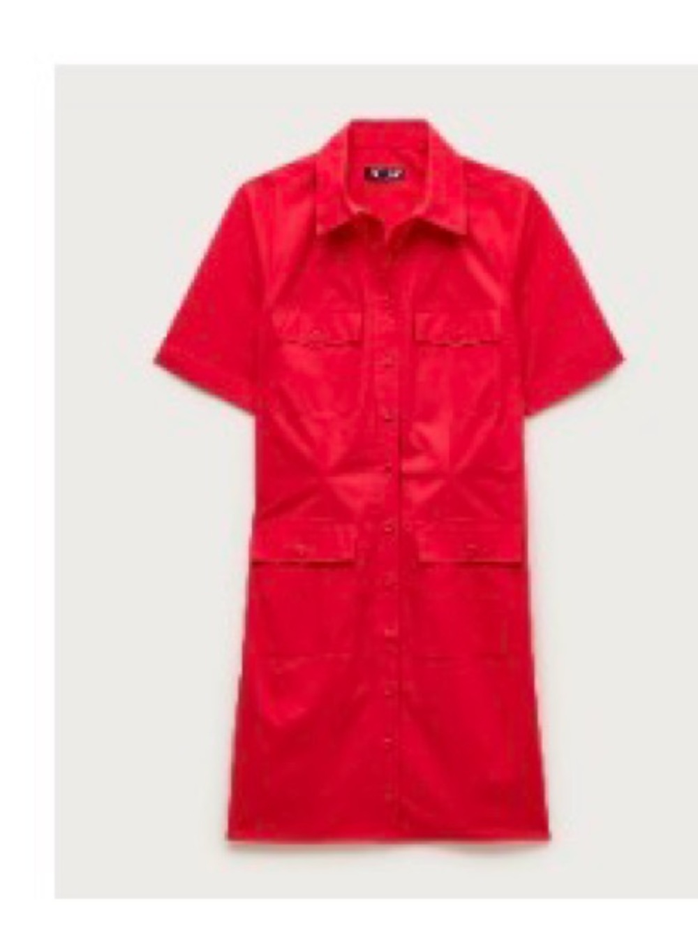 J. Crew Vibrant Red Short-Sleeve Utility Shirt Dress